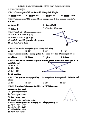 Bài ôn tập chương II - Hình học 7 - Năm học 2019-2020
